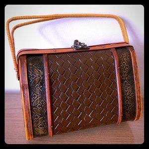 Unique wooden & leather purse